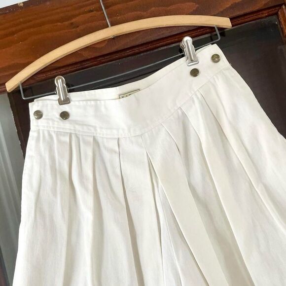 80s Vintage LL Bean White Denim Culotte Gaucho Pants Jeans 27 28 4 6 Womens - Picture 2 of 8